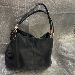 Coach Madison Phoebe Black Pebbled Leather 3 Compartments Shoulder Bag